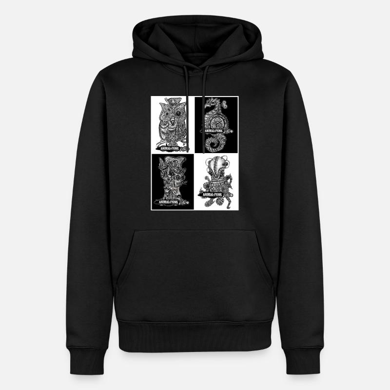 AnimalPunk Étranges Compagnons SteamPunk - Sweat à capuche Premium bio Homme - noir