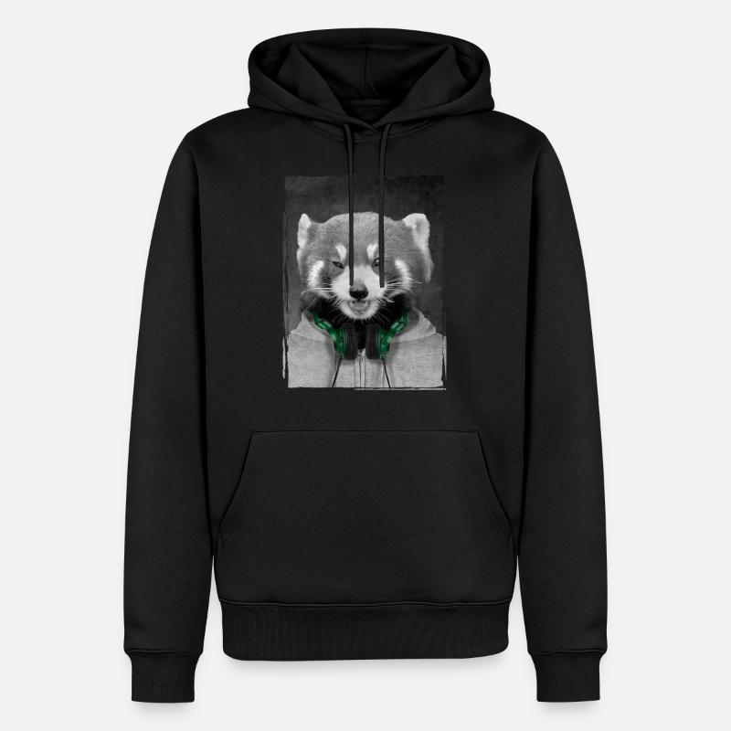 Panda roux - Sweat à capuche Premium bio Homme - noir
