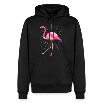 Flamingo Poly Strahlen pink rosa Vogel Sommer - Männer Premium Bio Hoodie - Schwarz - Vorne - Nico (187cm)