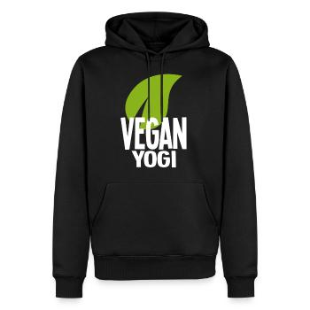 Vegan Yogi Shirt white - Men’s Premium Organic Hoodie - black - Front - Nico (187cm)