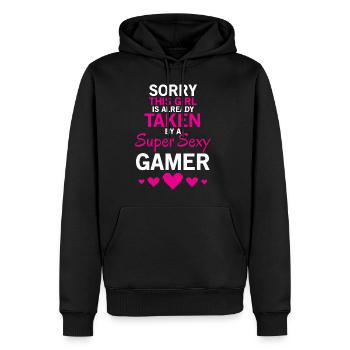 Sexy Gamer Cute Gaming Girl T-shirt - Men’s Premium Organic Hoodie - black - Front - Nico (187cm)
