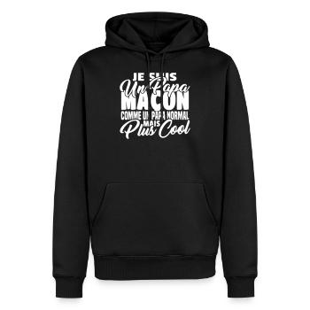 Papa maçon mais plus cool - Sweat à capuche Premium bio Homme - noir - Devant - Nico (187cm)