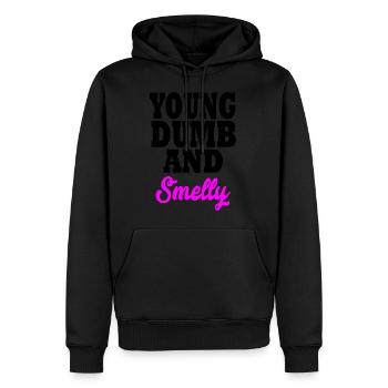 young dumb and smelly - Männer Premium Bio Hoodie - Schwarz - Vorne - Nico (187cm)