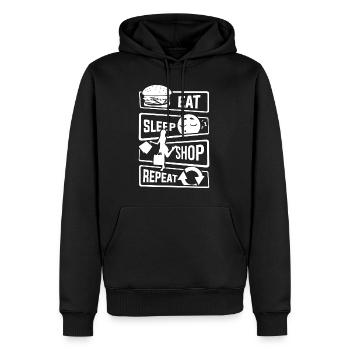 Mangez Sleep Shop Repeat - Achat de chaussures d'affaires - Sweat à capuche Premium bio Homme - noir - Devant - Nico (187cm)