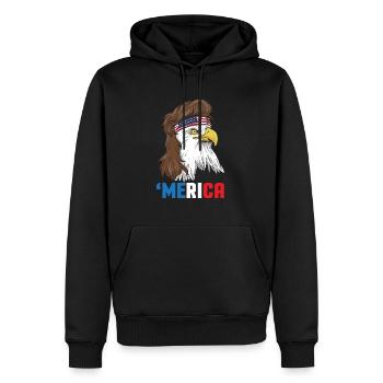 Patriotic Mullet Eagle Independence Day le 4 juillet - Sweat à capuche Premium bio Homme - noir - Devant - Nico (187cm)