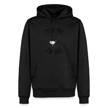 Ich kann nicht Golf spielen - Männer Premium Bio Hoodie - Schwarz - Vorne - Nico (187cm)