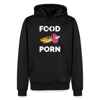 Foodporn manger banane beignet nourriture porn - Sweat à capuche Premium bio Homme - noir - Devant - Nico (187cm)
