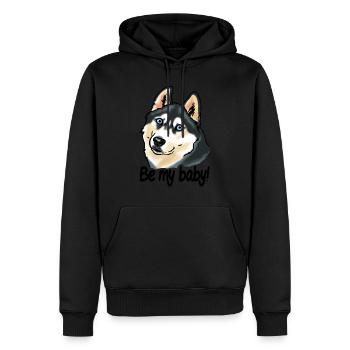 Husky Hund "Sei mein Baby!" - Männer Premium Bio Hoodie - Schwarz - Vorne - Nico (187cm)