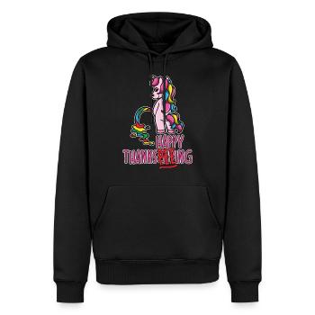 Chemise de licorne de Thanksgiving Happy ThanksPEEing Funny Pun Pun - Sweat à capuche Premium bio Homme - noir - Devant - Nico (187cm)