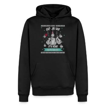 Va Jésus c'est ton cadeau d'anniversaire - Sweat à capuche Premium bio Homme - noir - Devant - Nico (187cm)