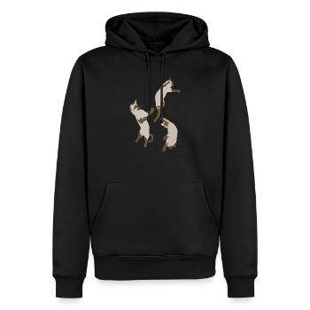 Drei Katzen Springen Spielen Verspielt Geschenk - Männer Premium Bio Hoodie - Schwarz - Vorne - Nico (187cm)