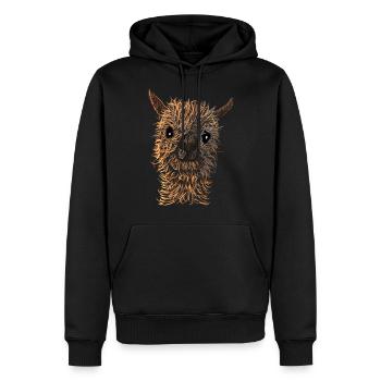 tête d’alpaga mignon - Sweat à capuche Premium bio Homme - noir - Devant - Nico (187cm)
