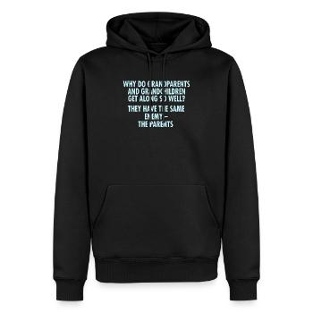 Warum Großeltern und Enkelkinder? - Männer Premium Bio Hoodie - Schwarz - Vorne - Nico (187cm)