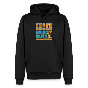 J'aime le joueur de basketball - Sweat à capuche Premium bio Homme - noir - Devant - Nico (187cm)