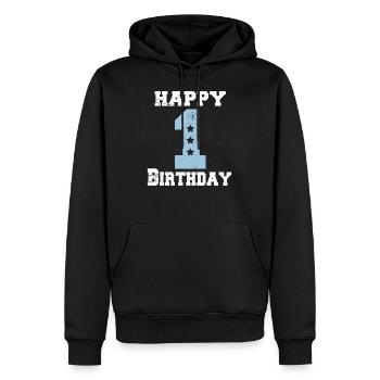 Happy 1 Birthday Geschenk Erster Geburtstag - Männer Premium Bio Hoodie - Schwarz - Vorne - Nico (187cm)