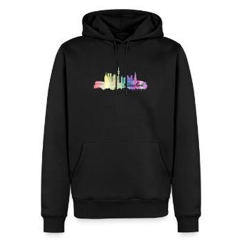 München Skyline - Männer Premium Bio Hoodie - Schwarz - Vorne - Nico (187cm)