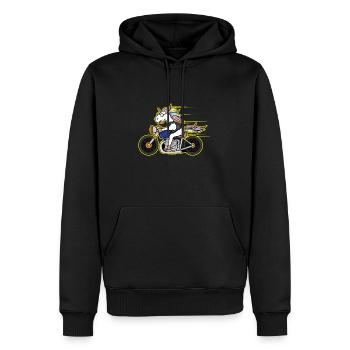 Cadeau de club de veste en cuir de licorne Chopper Rocker - Sweat à capuche Premium bio Homme - noir - Devant - Nico (187cm)
