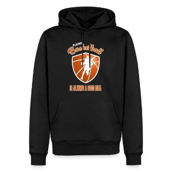 Basketball basketball basketball équipe cadeau - Sweat à capuche Premium bio Homme - noir - Devant - Nico (187cm)