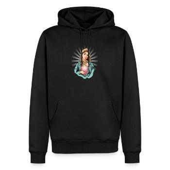 Sainte Vierge Marie Don - Sweat à capuche Premium bio Homme - noir - Devant - Nico (187cm)