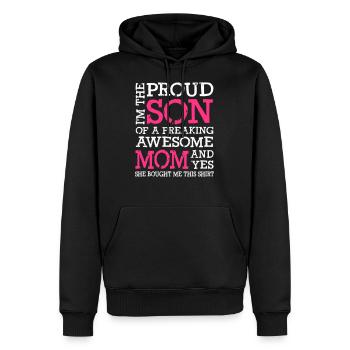 I m The Proud Son Of A Freaking Awesome Mom - Männer Premium Bio Hoodie - Schwarz - Vorne - Nico (187cm)
