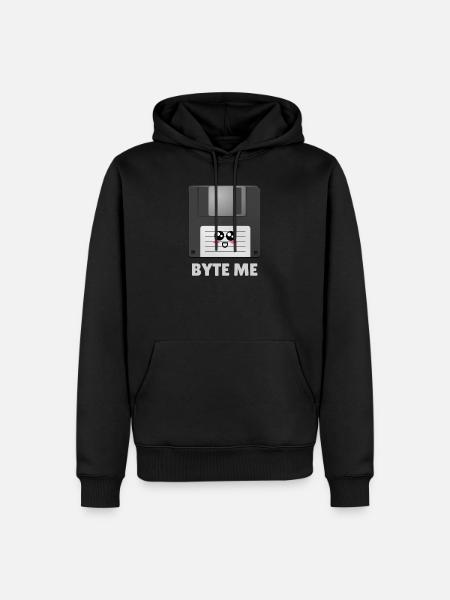 Byte Me Cute Diskette Pun - Männer Premium Bio Hoodie - Schwarz