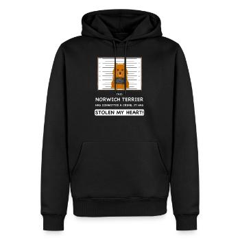 Norwich Terrier Mugshot - Sweat à capuche Premium bio Homme - noir - Devant - Nico (187cm)