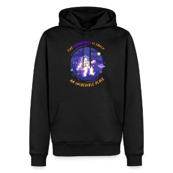 Thon cosmonaute jeu de mots cadeau - Sweat à capuche Premium bio Homme - noir - Devant - Nico (187cm)
