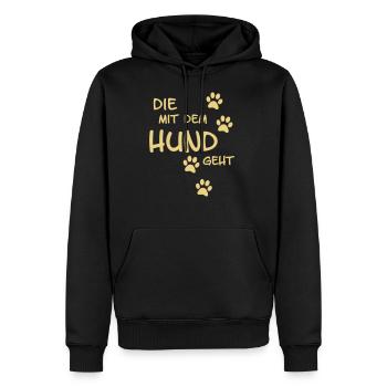 Die mit dem Hund geht - Männer Premium Bio Hoodie - Schwarz - Vorne - Nico (187cm)