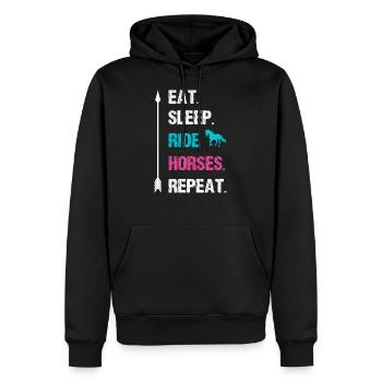 Eat Sleep Pferde Reiten Repeat - Pferdeliebhaber - Männer Premium Bio Hoodie - Schwarz - Vorne - Nico (187cm)
