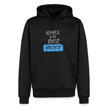 Schnell wie der Blitz - Männer Premium Bio Hoodie - Schwarz - Vorne - Nico (187cm)