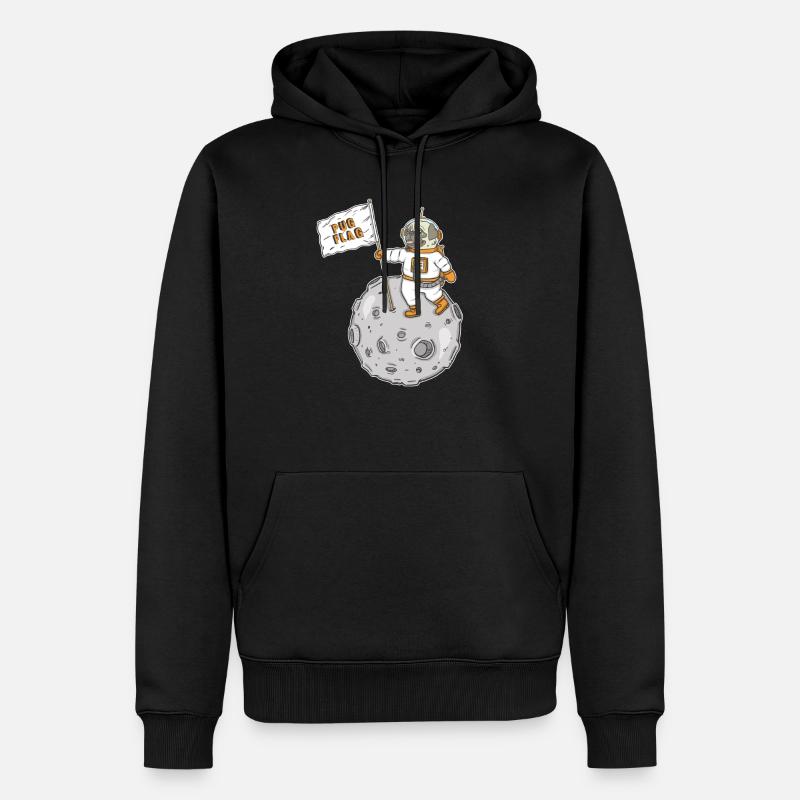 Space Pug - Männer Premium Bio Hoodie - Schwarz