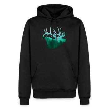 Wapiti Reh Hirsch Geschenk Elch Geweih Jagd Wald - Männer Premium Bio Hoodie - Schwarz - Vorne - Nico (187cm)