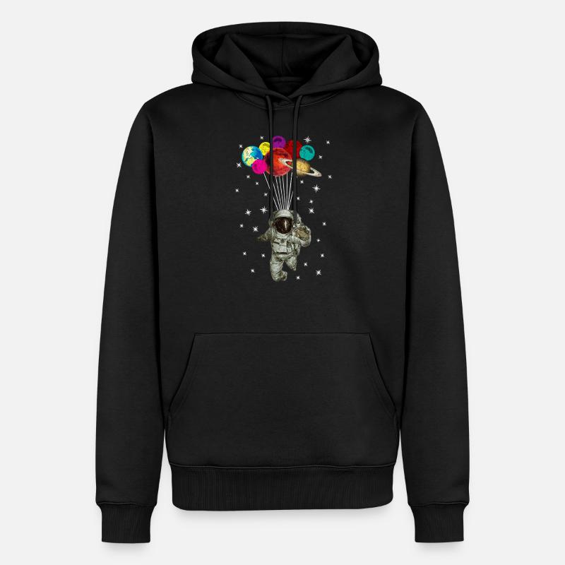 Astronaute avec des ballons - Sweat à capuche Premium bio Homme - noir