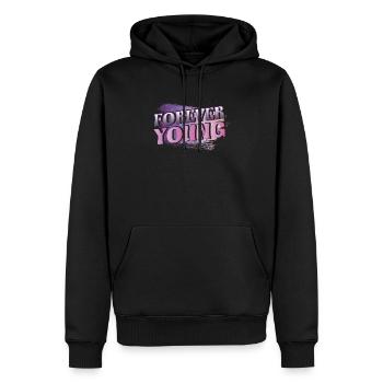 Toujours jeune, qui ne connaît pas le souhait - Sweat à capuche Premium bio Homme - noir - Devant - Nico (187cm)