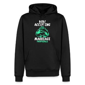 Proposition de mariage mariage mariage idée de cadeau de fiançailles - Sweat à capuche Premium bio Homme - noir - Devant - Nico (187cm)