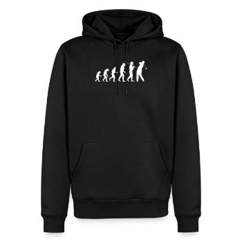 Evolution von Höhlenmensch zu einem Golfer - Männer Premium Bio Hoodie - Schwarz - Vorne - Nico (187cm)