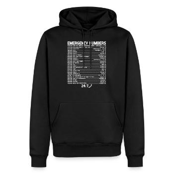 Bible Numéros d’urgence d’urgence Foi - Sweat à capuche Premium bio Homme - noir - Devant - Nico (187cm)