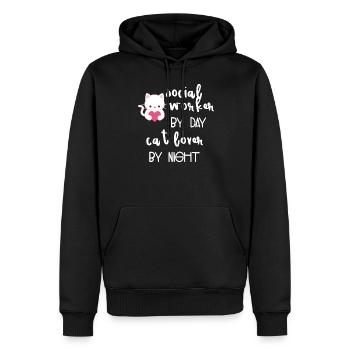 Assistante sociale - assistante sociale - chat - Sweat à capuche Premium bio Homme - noir - Devant - Nico (187cm)