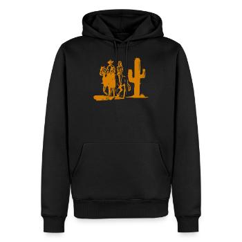 Western cow-boy cactus paysage motif - Sweat à capuche Premium bio Homme - noir - Devant - Nico (187cm)