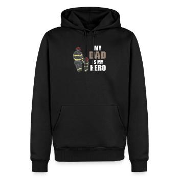 MON PAPA EST MON HERO FIREMAN PAPA HERO - Sweat à capuche Premium bio Homme - noir - Devant - Nico (187cm)