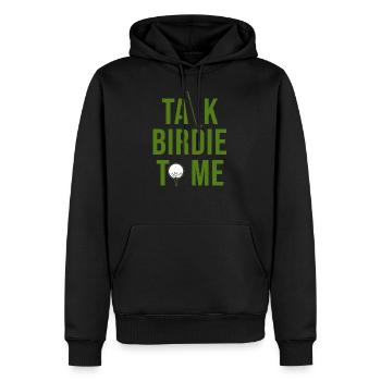 Golf Spruch "Talk birdie time" - Männer Premium Bio Hoodie - Schwarz - Vorne - Nico (187cm)