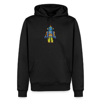 Hey Robot Robot Vintage - Sweat à capuche Premium bio Homme - noir - Devant - Nico (187cm)
