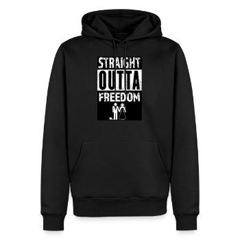 Soirée entre célibataires Straight Outta Freedom JGA - Sweat à capuche Premium bio Homme - noir - Devant - Nico (187cm)