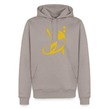CHAT - CALLIGRAPHIE ARABE - Sweat à capuche Premium bio Homme - taupe - Devant - Nico (187cm)