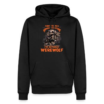 Loup-garou - T-shirt Loup-garou - Cadeau - Halloween - Sweat à capuche Premium bio Homme - noir - Devant - Nico (187cm)