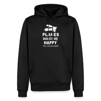 Flugzeuge macht mich glücklich lustige Geschenkideen Spotter - Männer Premium Bio Hoodie - Schwarz - Vorne - Nico (187cm)