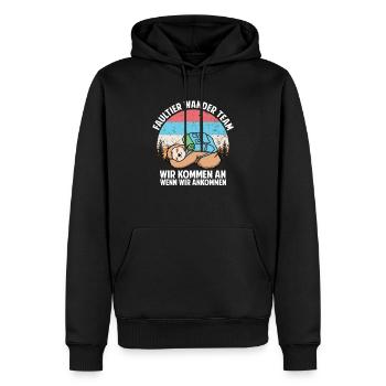 Retro Vintage Faultier Wander Team Sloth Geschenk - Männer Premium Bio Hoodie - Schwarz - Vorne - Nico (187cm)