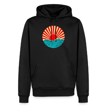 Japon Asie Chine Soleil Mer Art japonais - Sweat à capuche Premium bio Homme - noir - Devant - Nico (187cm)