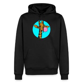 Lustige Giraffe mit Kaugummi - Männer Premium Bio Hoodie - Schwarz - Vorne - Nico (187cm)
