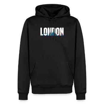 Londres Skyline UK Angleterre Tower Bridge cadeau - Sweat à capuche Premium bio Homme - noir - Devant - Nico (187cm)